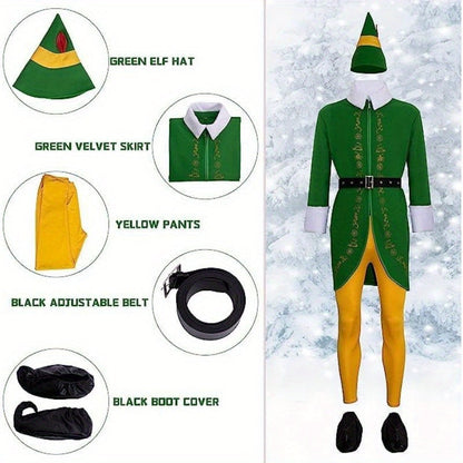 Men's Funny Long Sleeve Halloween Elf Costume | Holiday Wear
