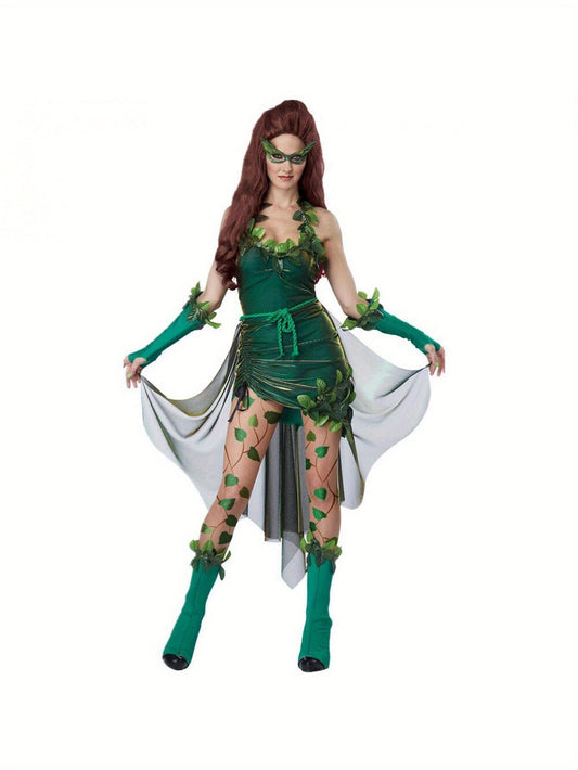 Women Leafy Elegant Halloween Costume Dress | Sleeveless Mini