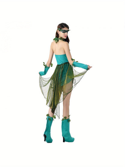 Women Leafy Elegant Halloween Costume Dress | Sleeveless Mini