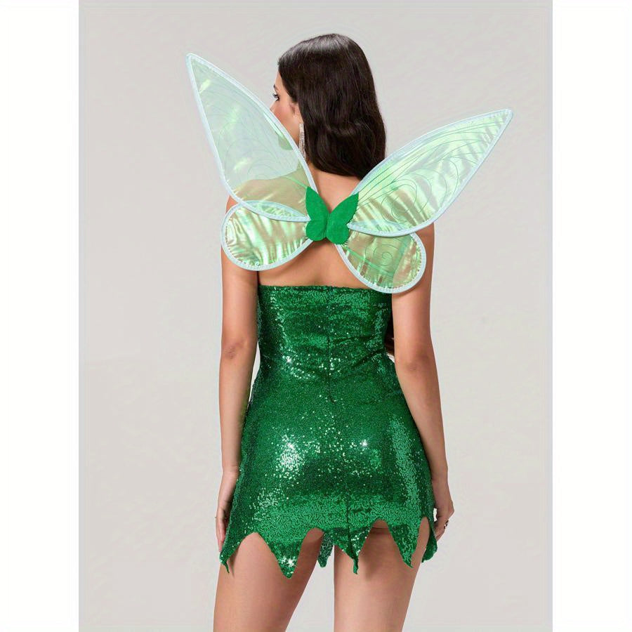 Women Sequin Fairy Halloween Costume Dress | Strapless Mini