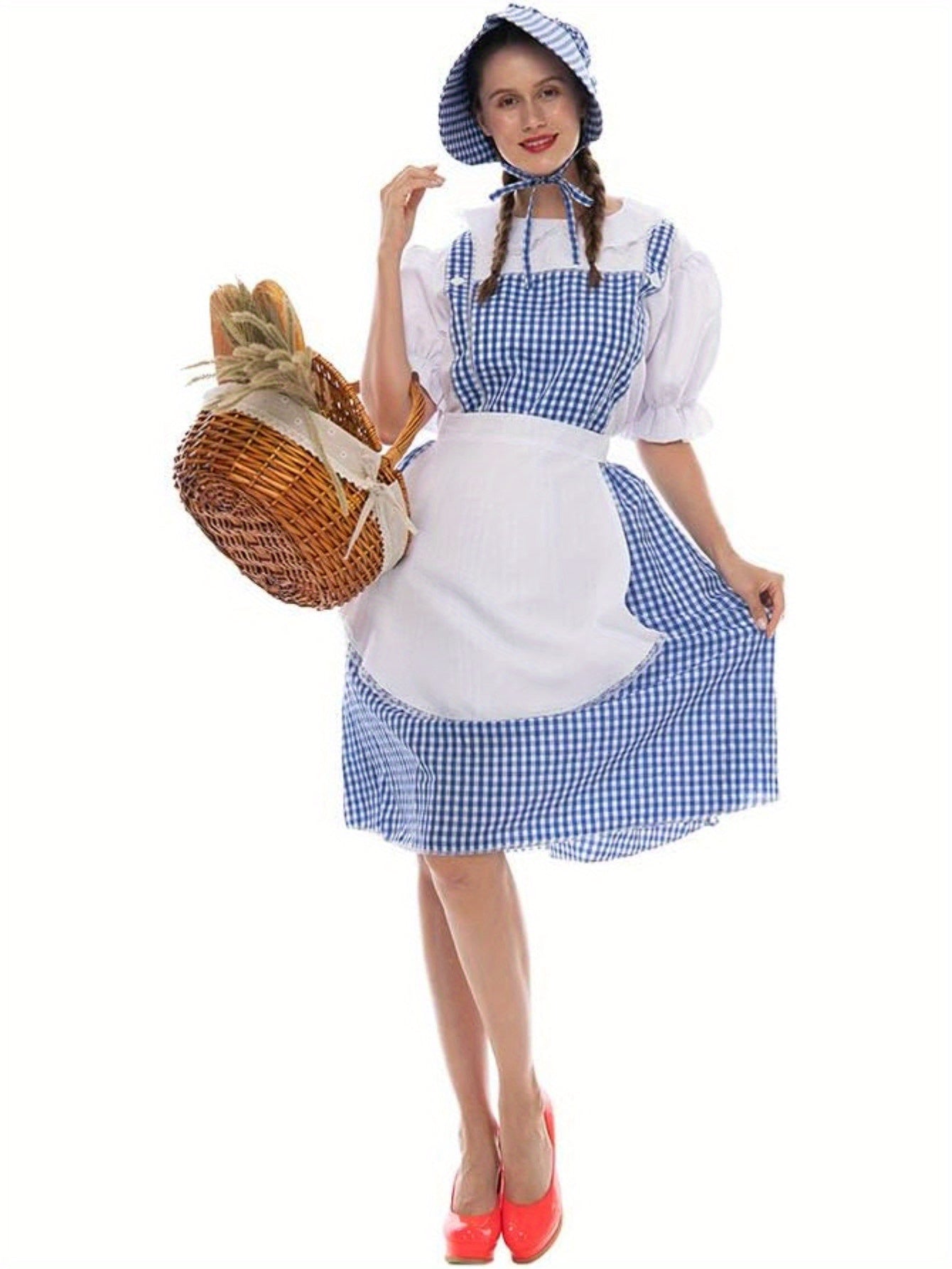 Women Vintage Prairie Halloween Costume Dress | Puff Sleeve Midi