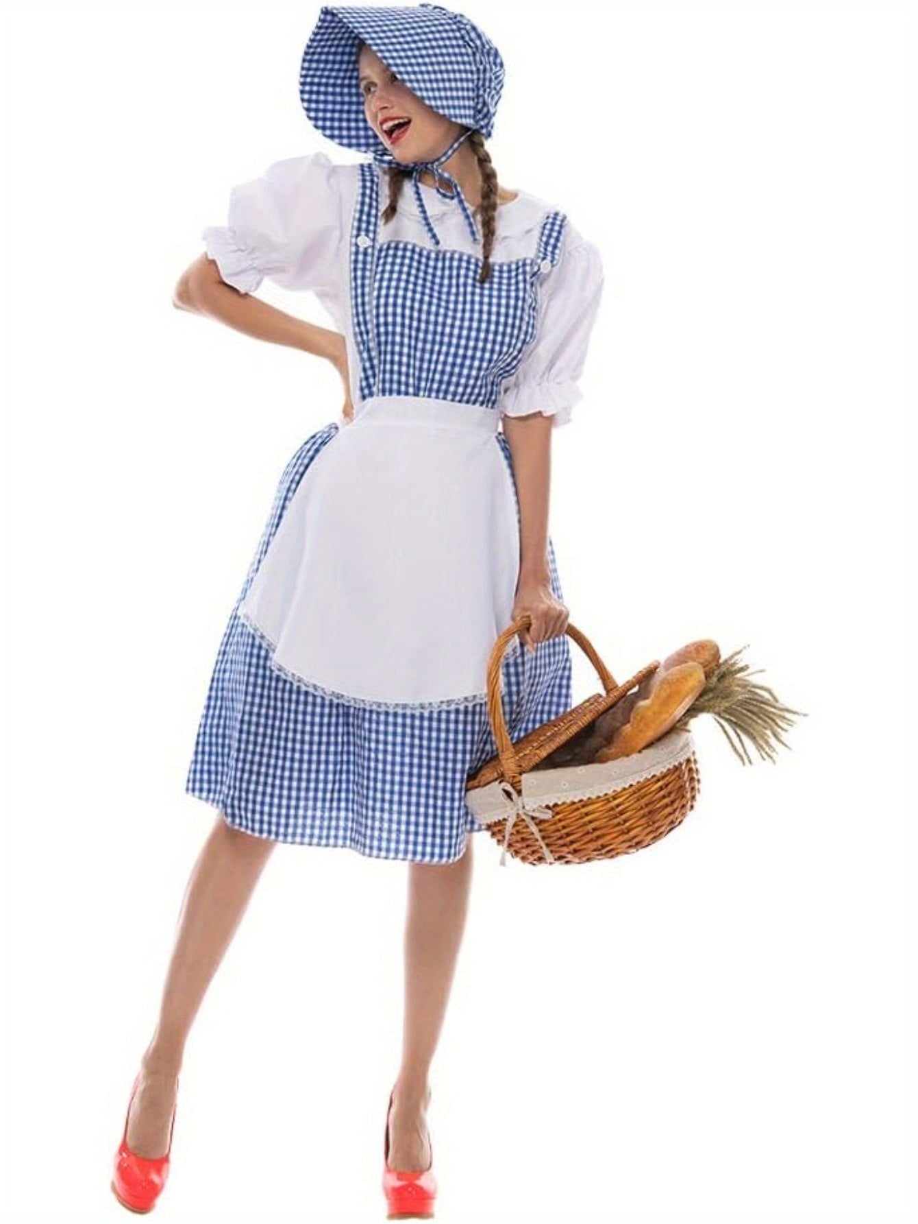 Women Vintage Prairie Halloween Costume Dress | Puff Sleeve Midi