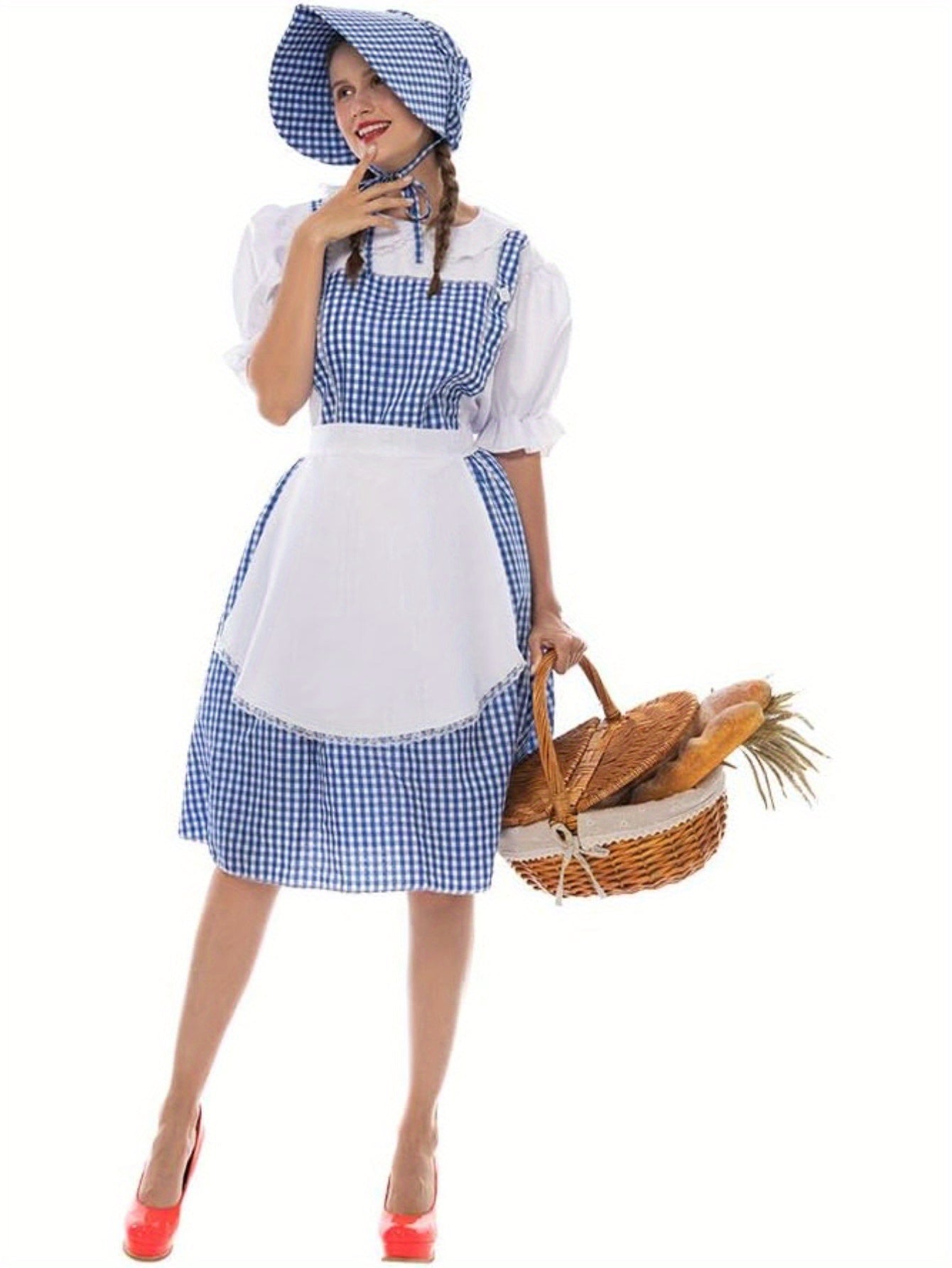 Women Vintage Prairie Halloween Costume Dress | Puff Sleeve Midi