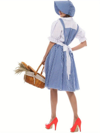 Women Vintage Prairie Halloween Costume Dress | Puff Sleeve Midi