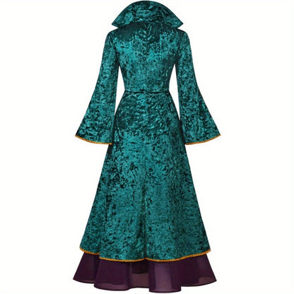 Velvet Long Sleeve Halloween Hocus Pocus Costume Dress | Maxi