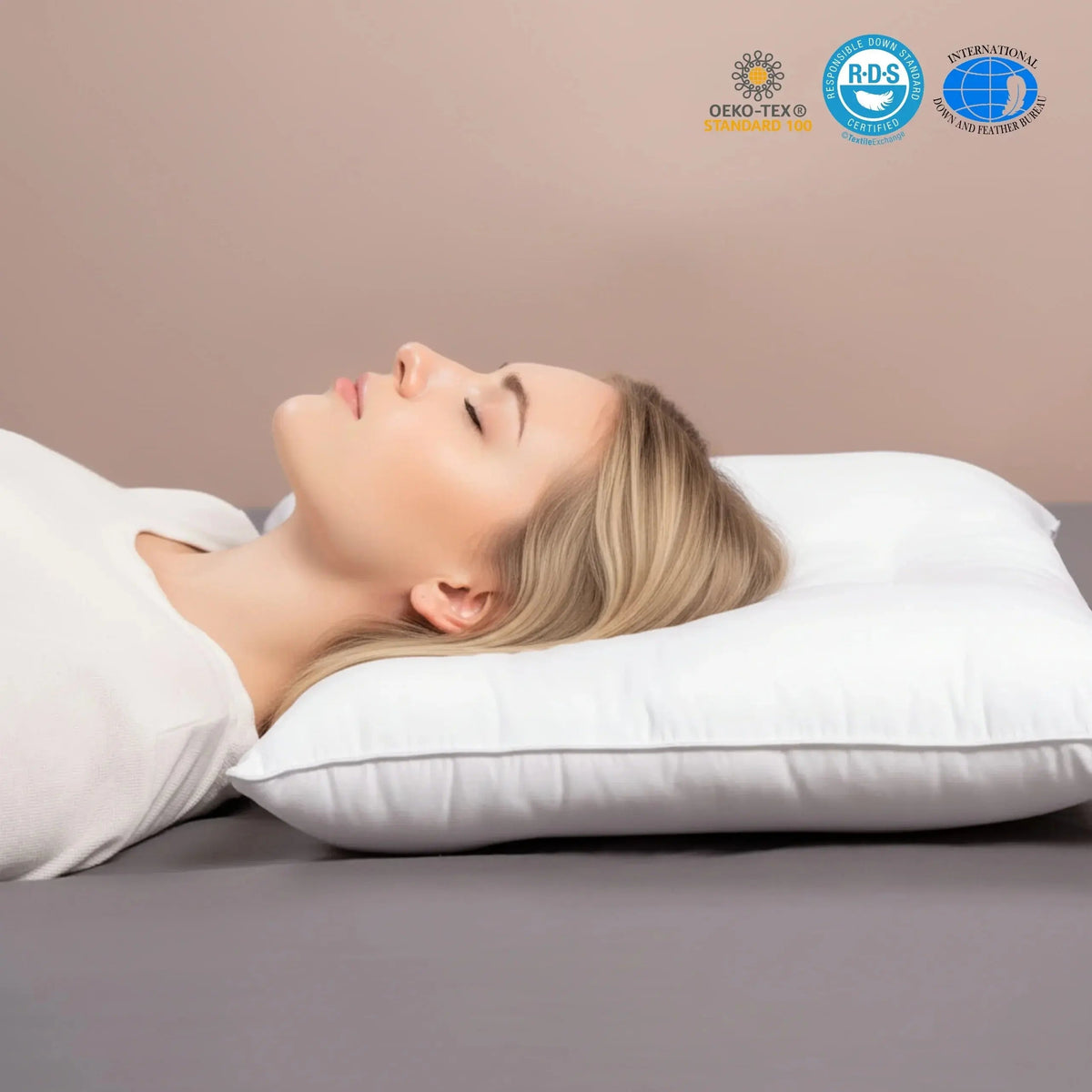 Pure Cotton Low Loft Pillow – Thin Flat Pillow for Stomach & Back Sleepers