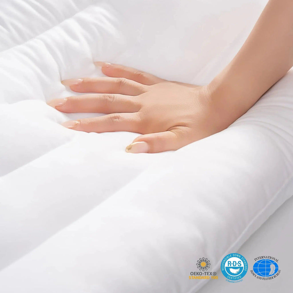 Pure Cotton Low Loft Pillow – Thin Flat Pillow for Stomach & Back Sleepers