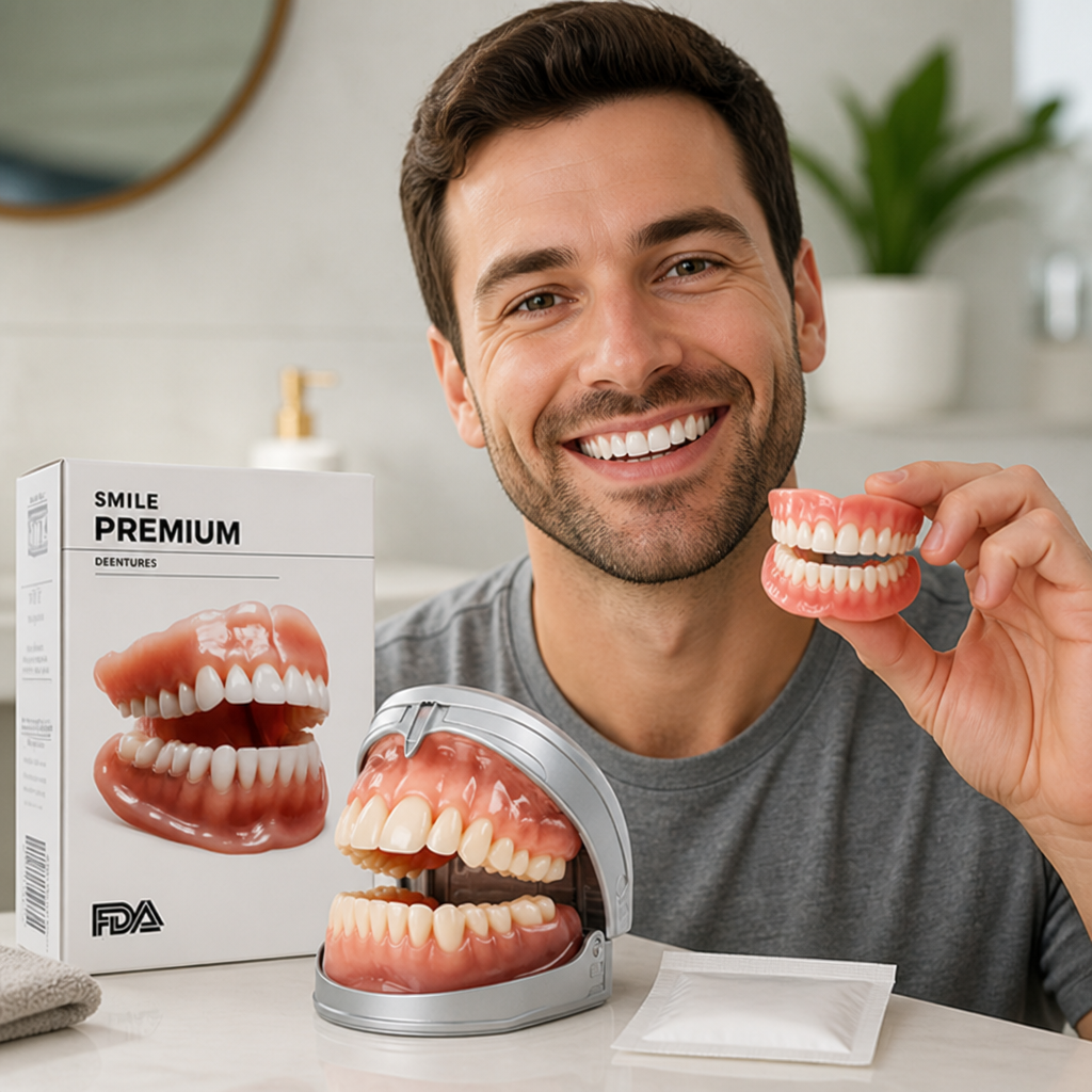 Boil-and-Bite Denture Set – Custom-Fit Upper & Lower Reusable False Teeth