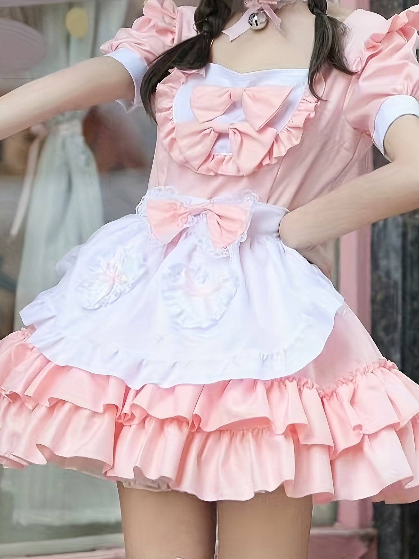 Women Plus Size Halloween Costumes Maid Cosplay Dress | Ruffle Mini