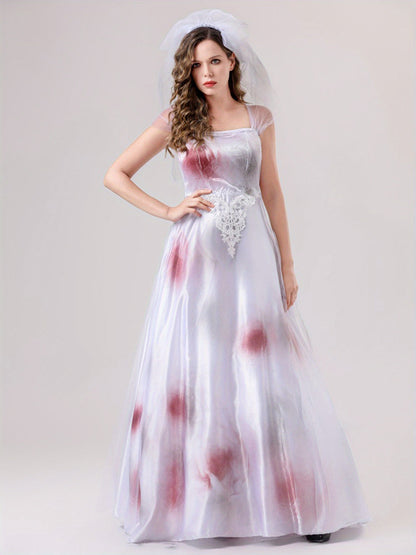 Women Spooky Bloody Halloween Corpse Bride Costume Dress | Maxi