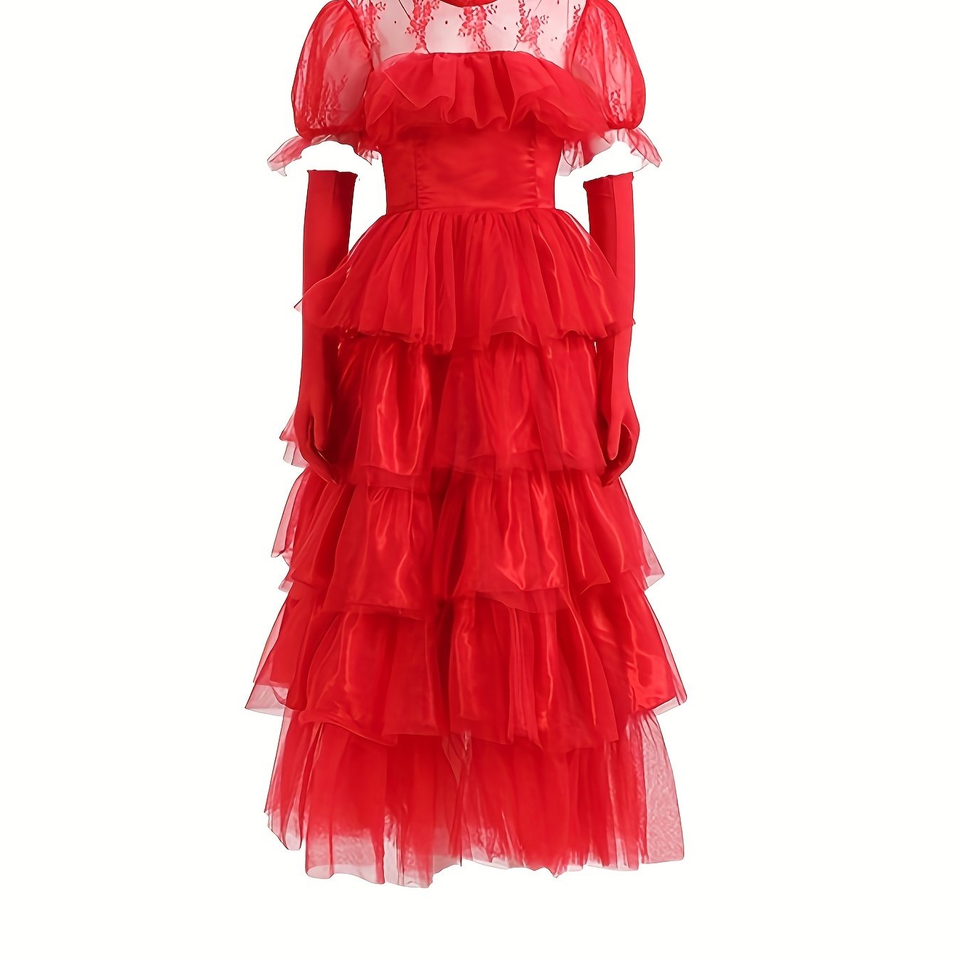 Women’s Gothic Lace Halloween Movie Costume Dress | Tiered Maxi