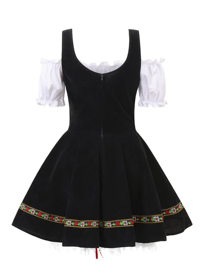 Women Plus Size Bavarian Halloween Costume Dress | Puff Sleeve Mini