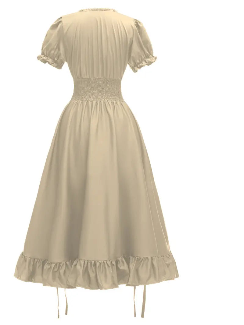 Women's Vintage Puff Sleeve Halloween Costume Dress | Ruffle Maxi