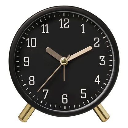 Scandinavian Silent Table Clock with Metal Frame and Analog Display