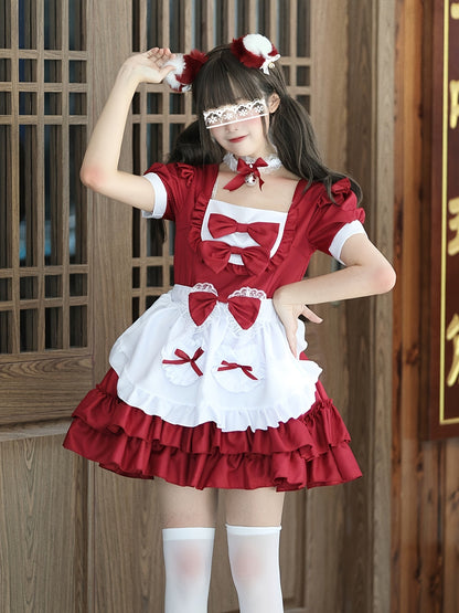 Women Plus Size Halloween Costumes Maid Cosplay Dress | Ruffle Mini