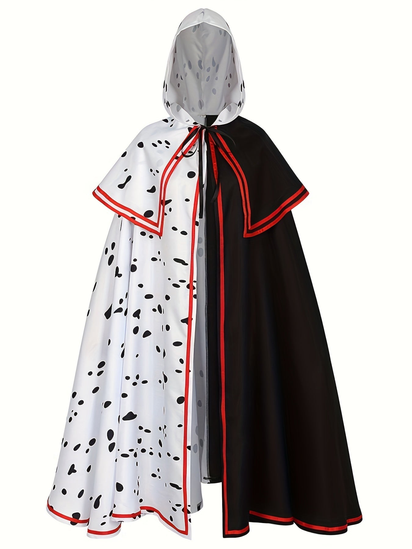 Women’s Hooded Dalmatian Halloween Movie Costume Cape | Split Cloak
