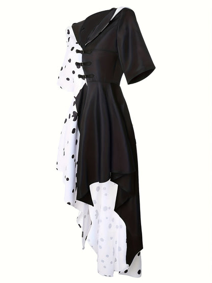 Women’s Hooded Dalmatian Halloween Movie Costume Dress | Asymmetrical High Low
