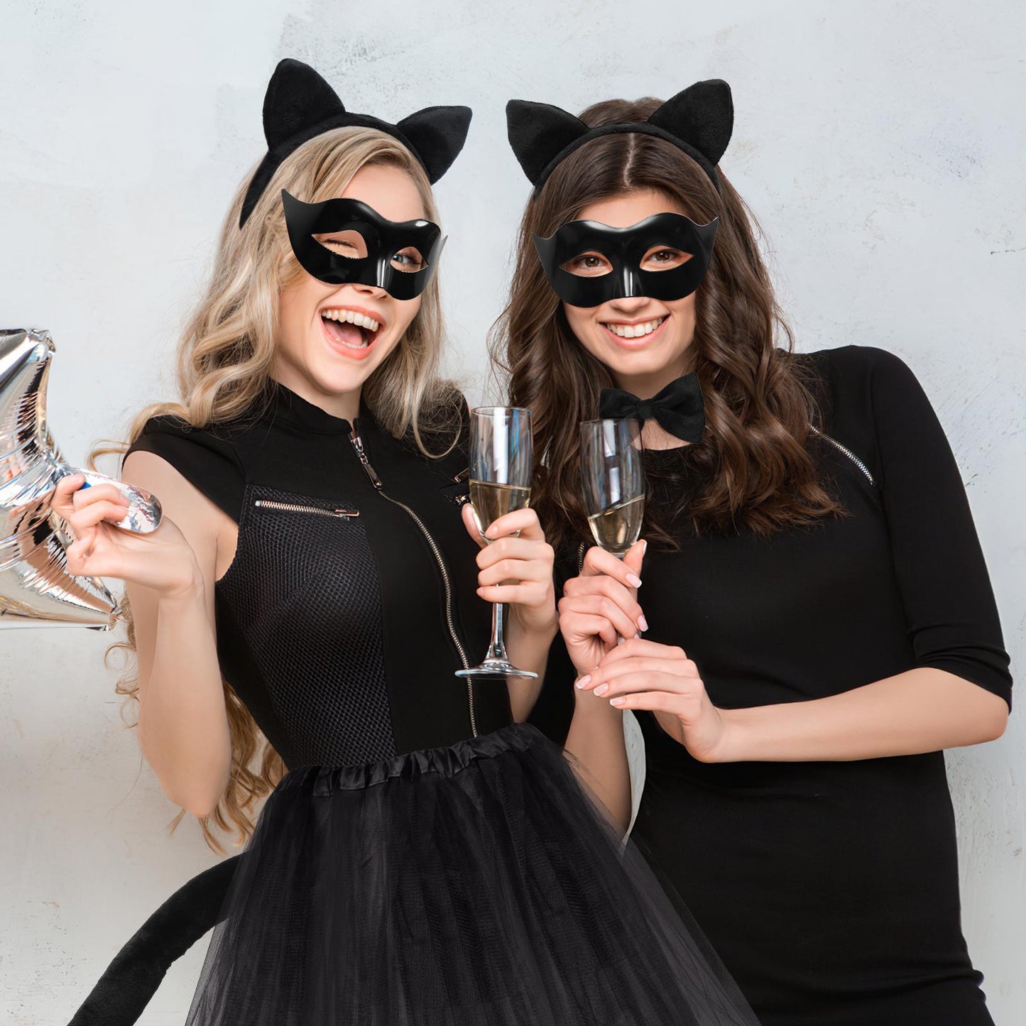 Girls Cute Tulle Halloween Costume Dress Set | Cat Mask Gloves Tail