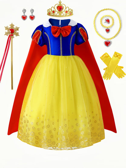Girls Fairytale Halloween Princess Snow Costume Dress | Maxi