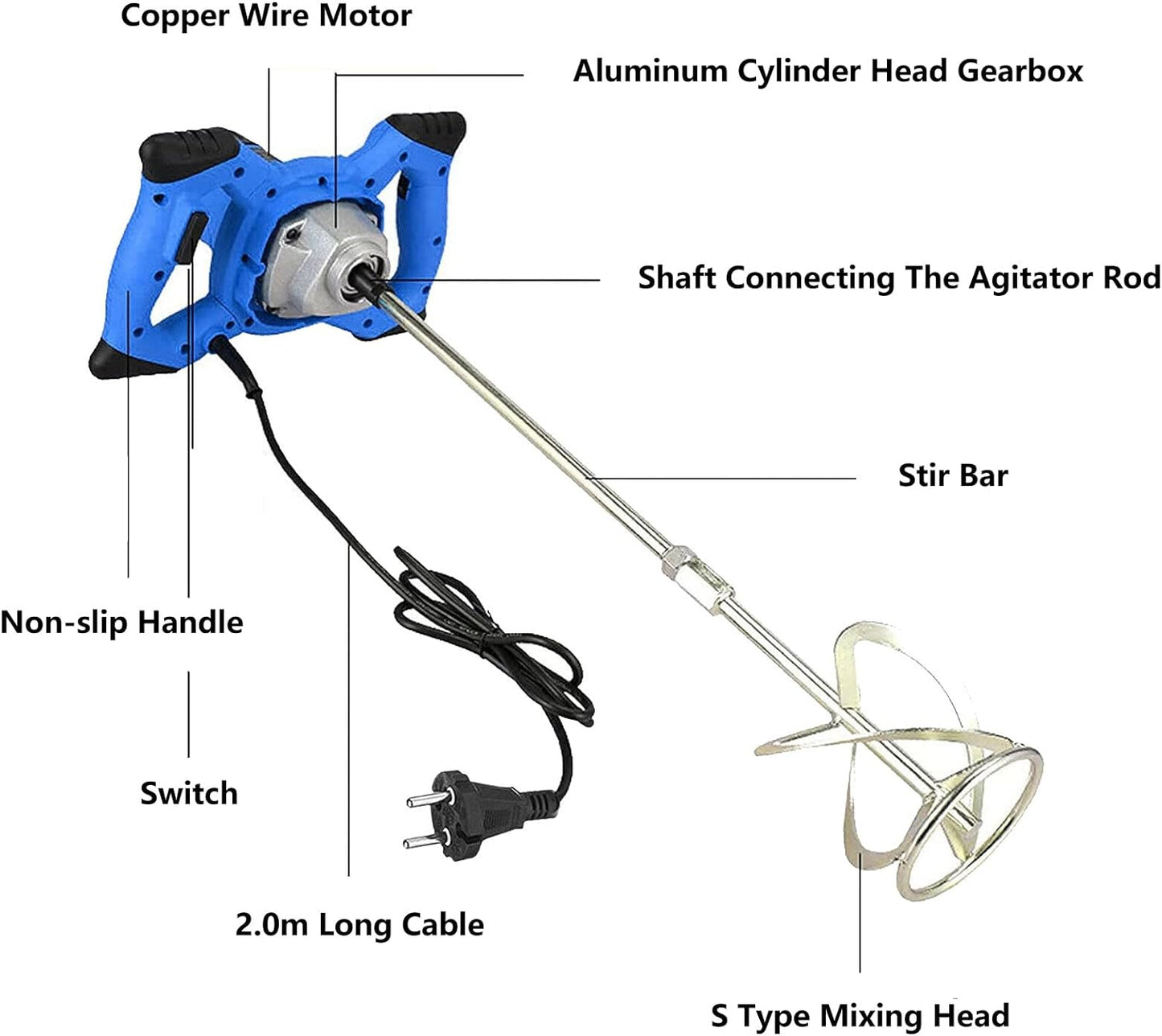 Cement Mixer: Paint Mixer, 2600W Electric Concrete Mixer