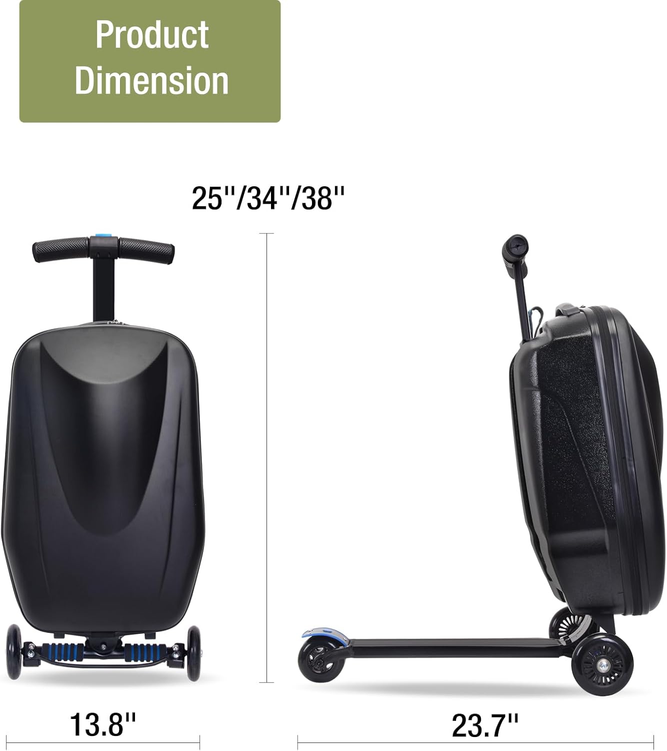 Scooter Suitcase - Rolling Luggage with Built-in Skateboard