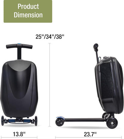 Scooter Suitcase - Rolling Luggage with Built-in Skateboard