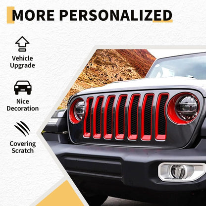 Grille Inserts Headlight Covers Set Fits for Jeep (2018-2023) Wrangler JL JLU(Sport/Sport S)