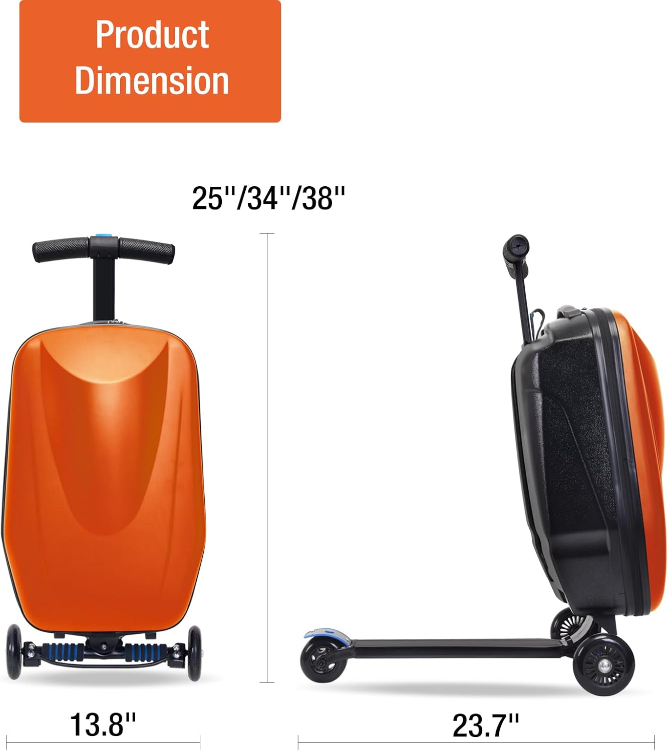 Scooter Suitcase - Rolling Luggage with Built-in Skateboard