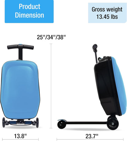Scooter Suitcase - Rolling Luggage with Built-in Skateboard