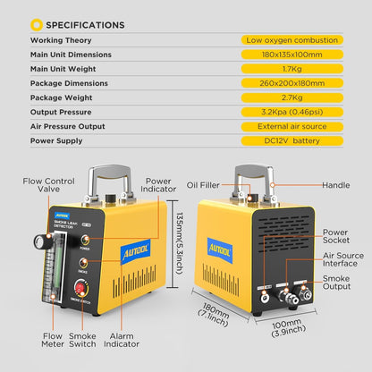 Smoke Machine Automotive Leak Detector - Evap Vacuum Smoke Diagnostic Tester