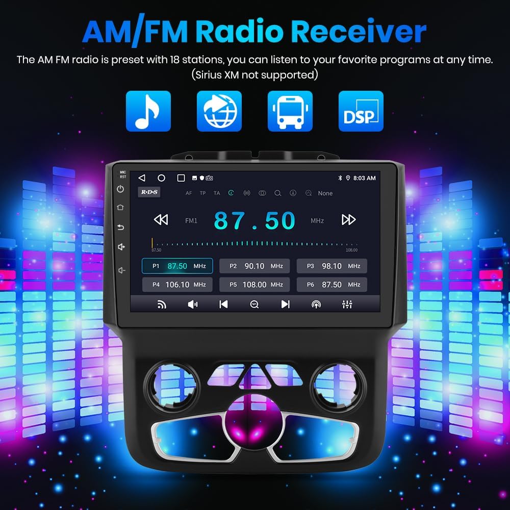 [2+64GB] Android 13 Car Stereo for Dodge Ram 1500 2500 3500 2013-2018