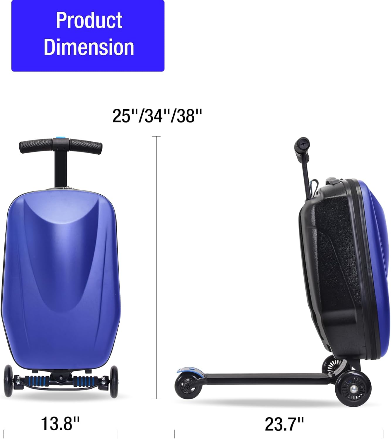 Scooter Suitcase - Rolling Luggage with Built-in Skateboard