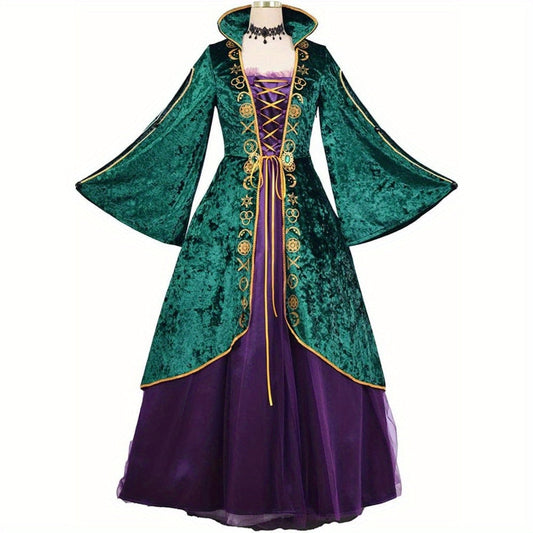 Velvet Long Sleeve Halloween Hocus Pocus Costume Dress | Maxi