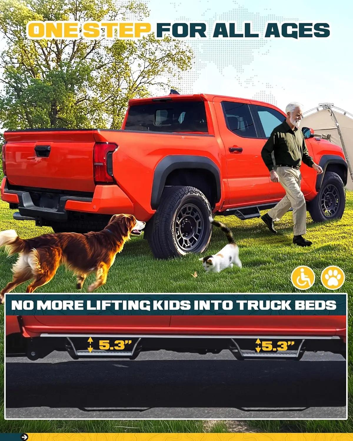 TRUMGETA 600 lbs Drop Down Running Boards for 2024 2025 Toyota Tacoma Double Cab & Hybrid