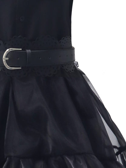 Women’s Gothic Ruffle Halloween Movie Costume Dress | Layered Midi Set