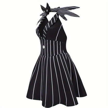Women's Gothic Striped Halloween Costume Dress | Mini