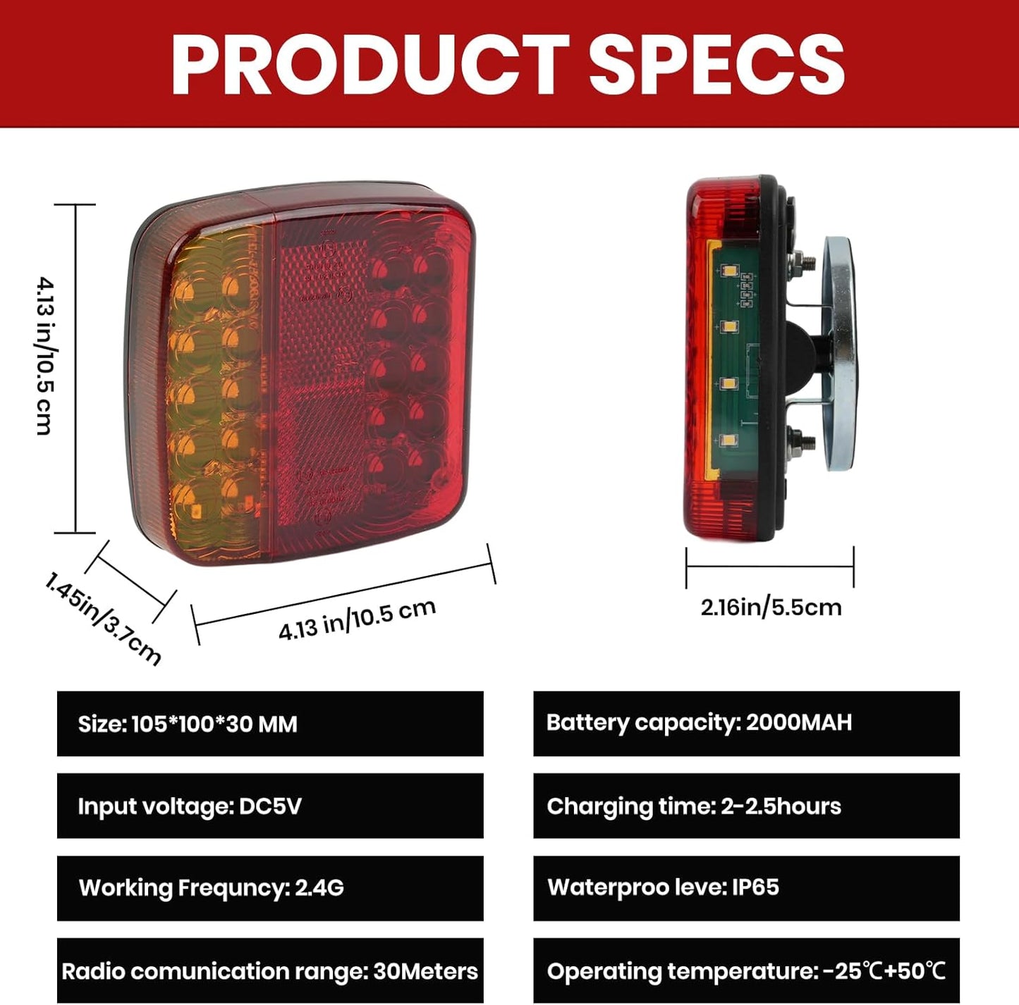 New Magnetic Wireless Trailer Lights For Trucks, Boat, RV, Vehicle, Camper