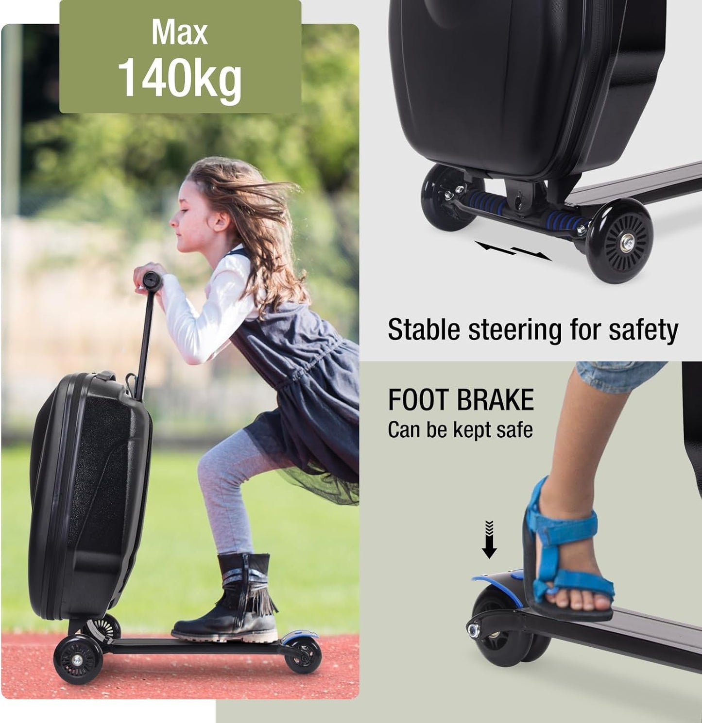 Scooter Suitcase - Rolling Luggage with Built-in Skateboard