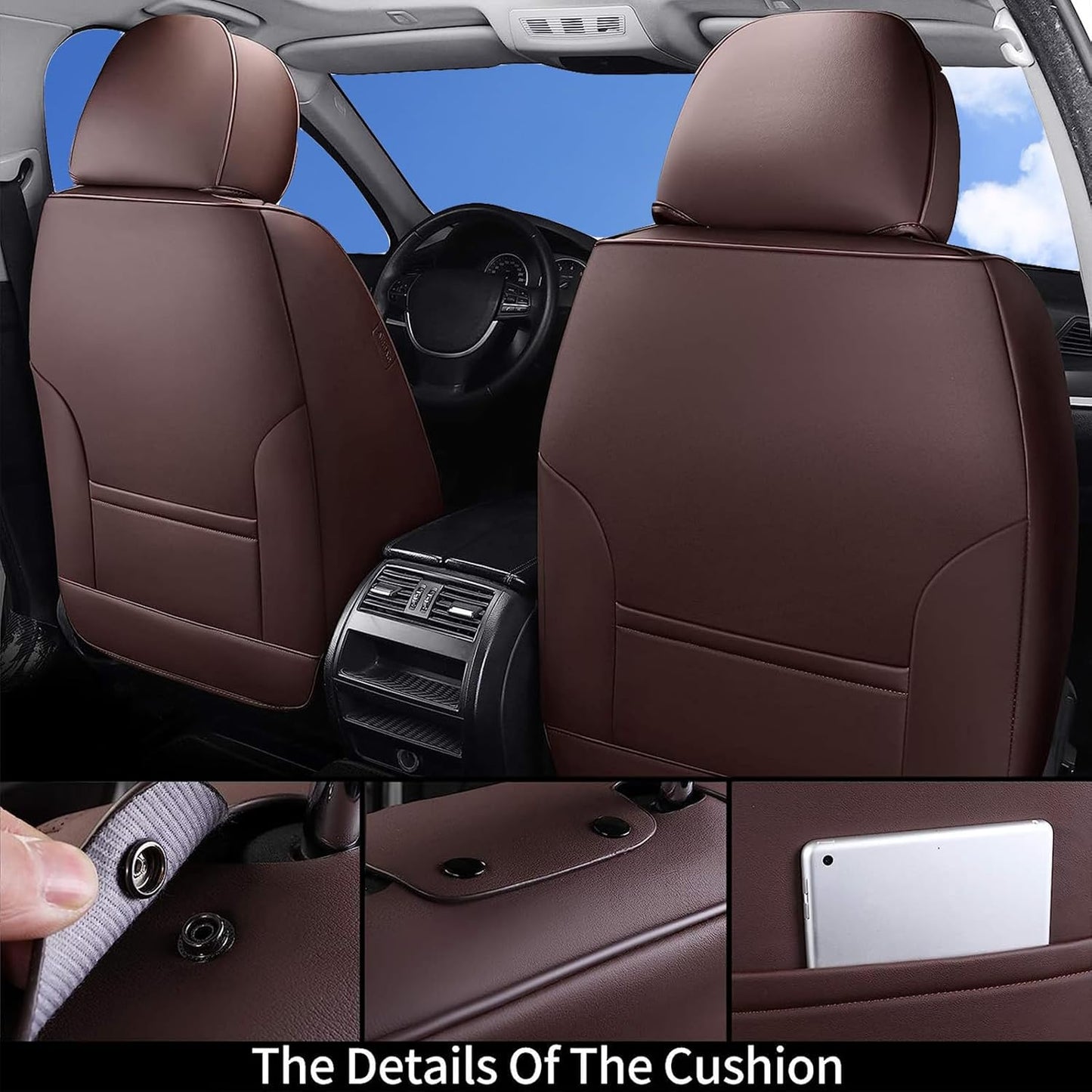Waterproof Nappa Leather Carseat Cover Universal Fit for Most Cars