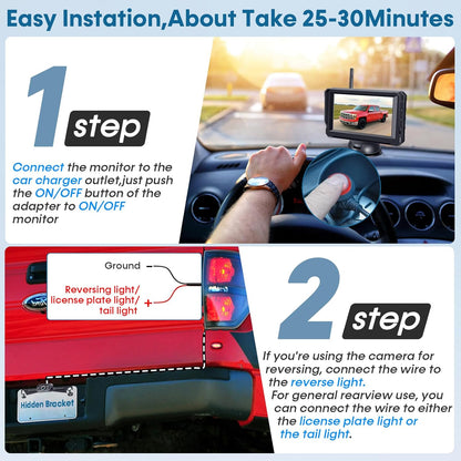 5 Inch 1080P HD Wireless Backup Camera For Trucks