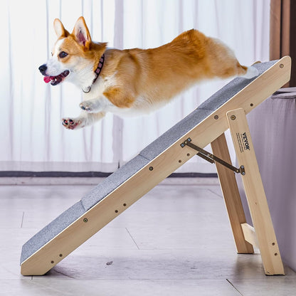 Wood Dog Stairs/Ramp 4-Step 2-in-1 Foldable Pet Steps