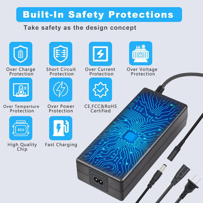 54.6V 2A Fast Charger with 7-in-1 Plugs 48V Electric Scooter Charger Universal Battery Charger