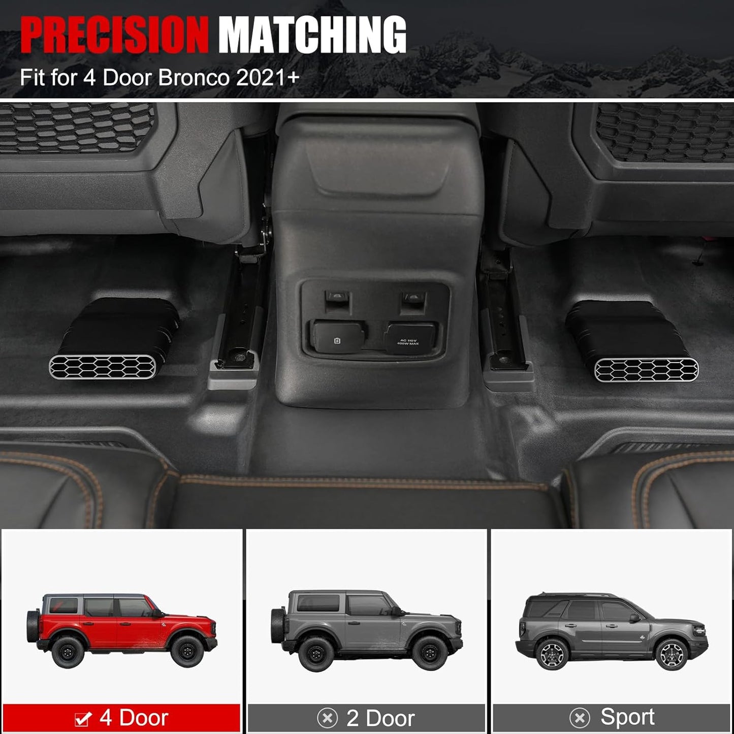 Under Seat Vent Deflectors Upgraded for Ford Bronco 4-Door 2021-2025