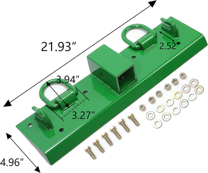 Bolt-On Bucket Grab Hook for John Deere Compact Tractors - Green Powder-Coated Steel Tow Hook