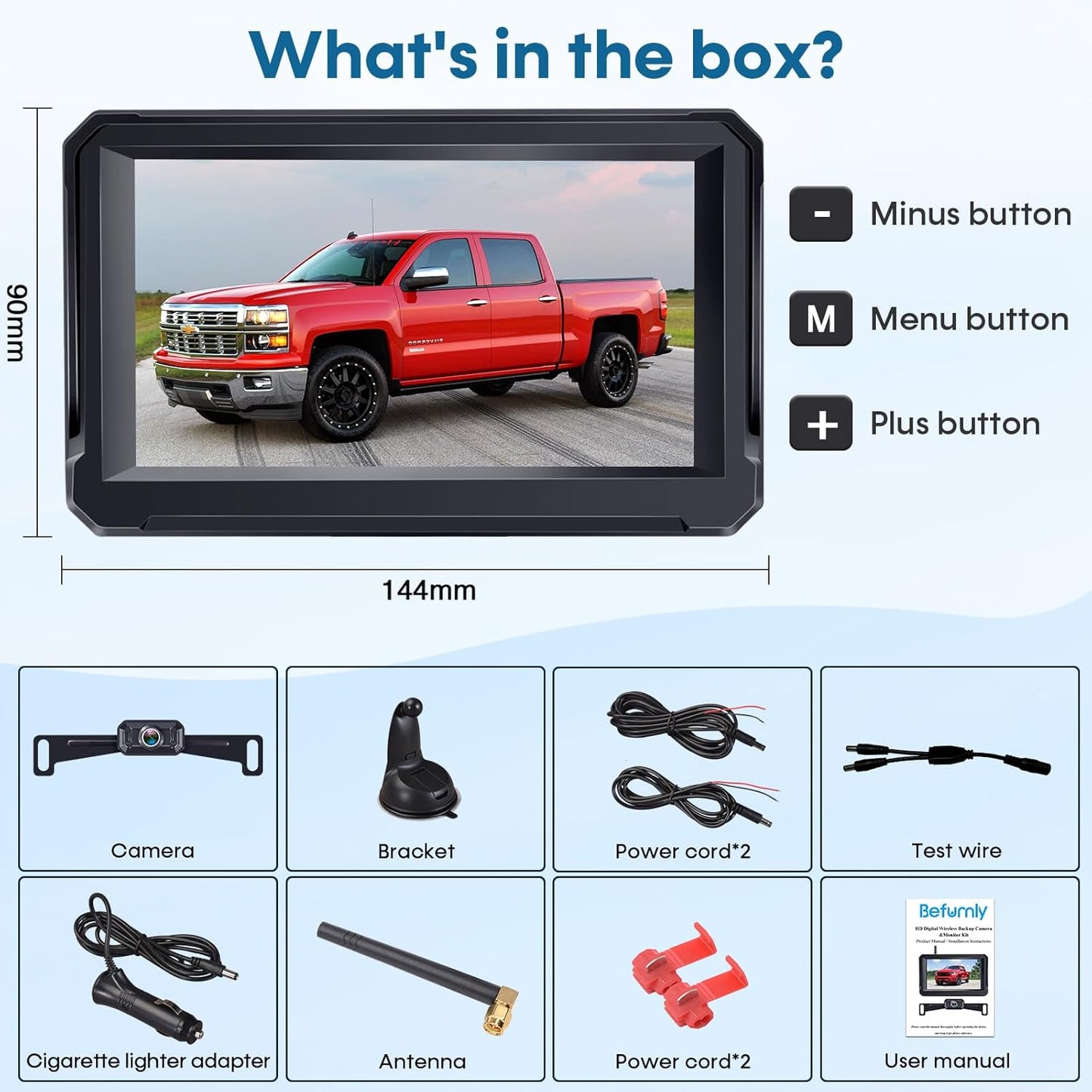 5 Inch 1080P HD Wireless Backup Camera For Trucks