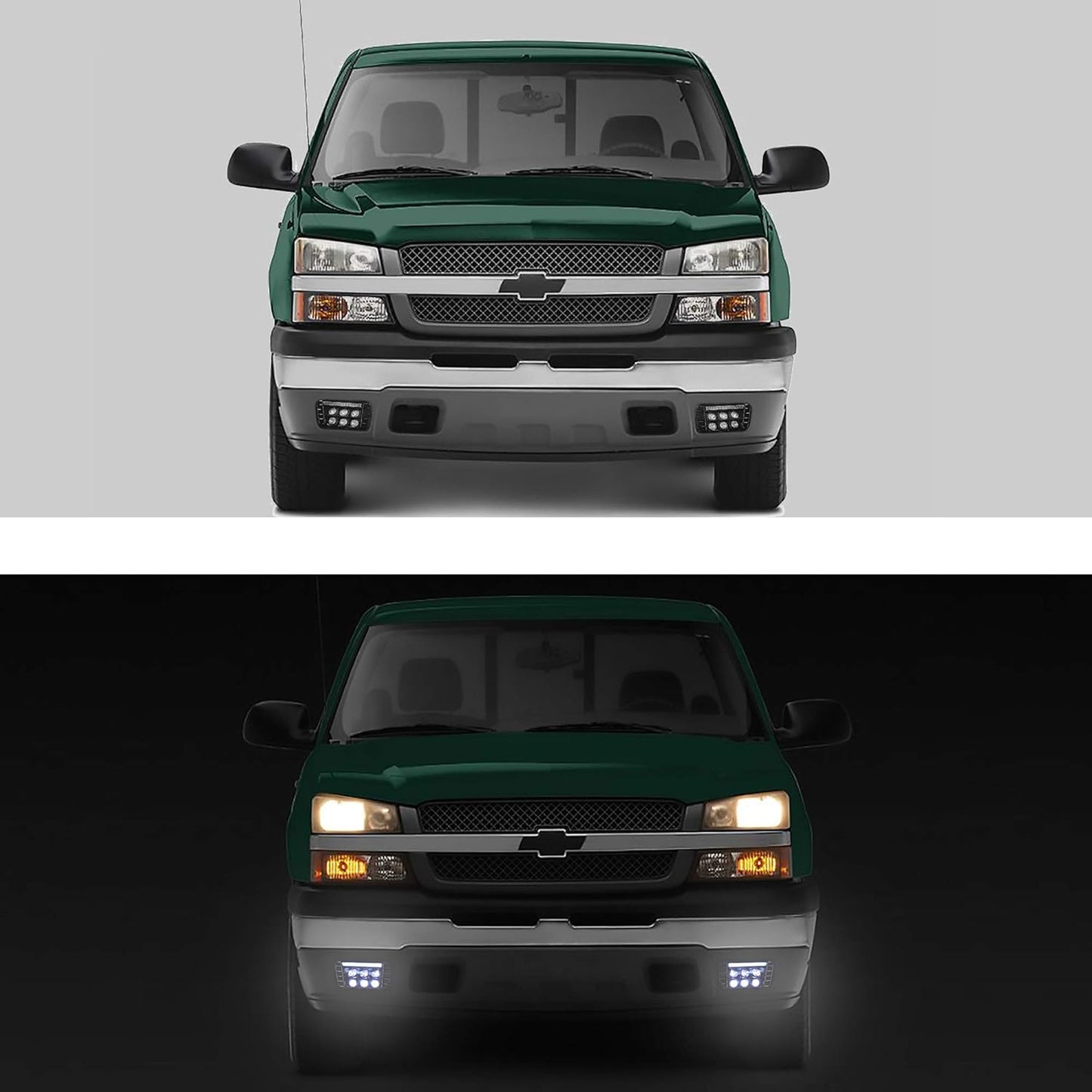 LED Fog Lights with Daytime Running Lamps Compatible with 2003-2007 Chevrolet Avalanche Silverado 1500/2500/3500 Classic