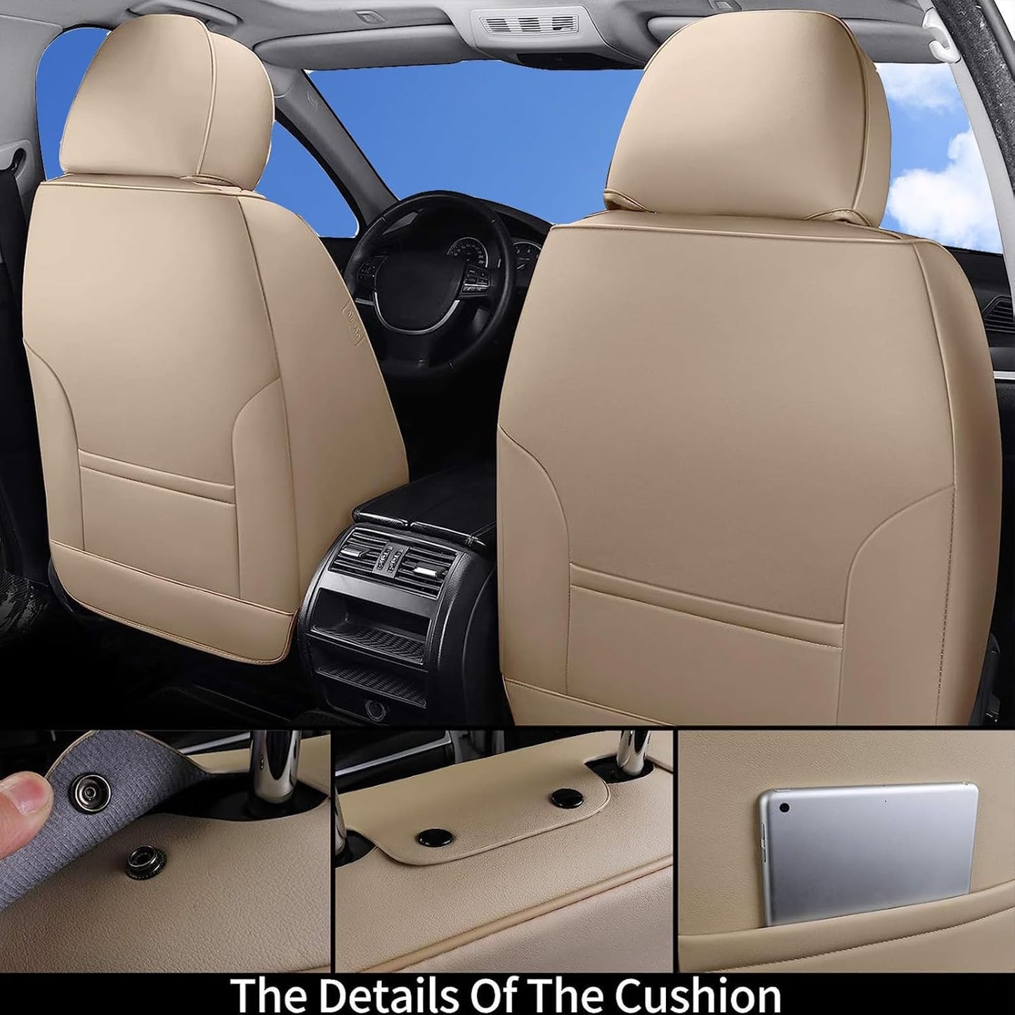 Waterproof Nappa Leather Carseat Cover Universal Fit for Most Cars