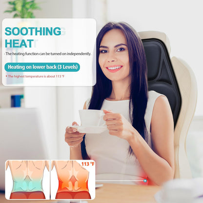 Massage Seat Cushion Pad with Heat 9 Massage Style Lumbar Support Function