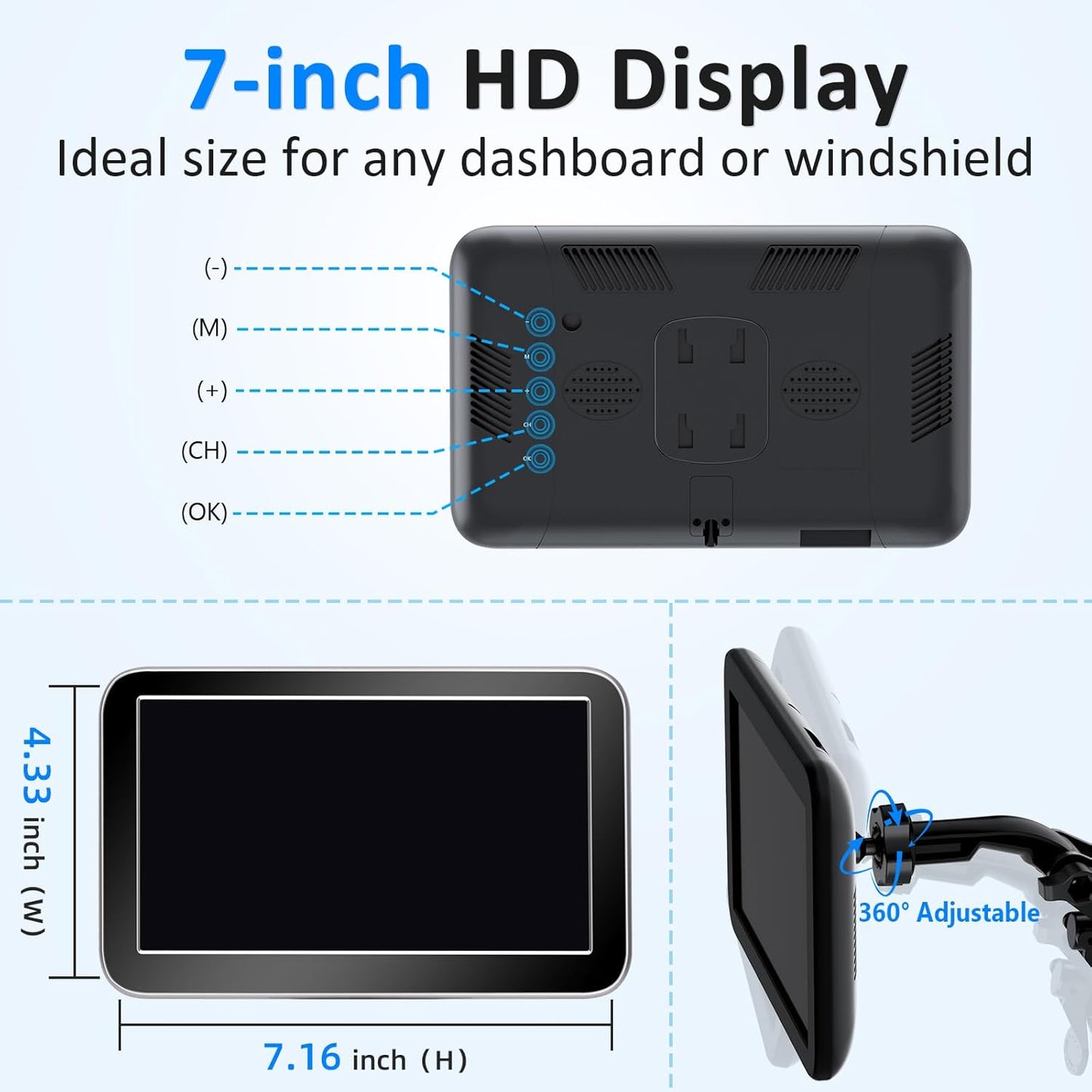 7-Inch Wireless Backup Camera for Truck ,Pickup, Trailer, Cars