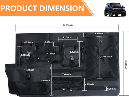 7Pcs Black Tailgate Storage Bag for 2021-2025 Ford Bronco 2/4 Door
